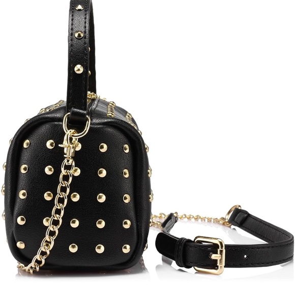 Studded Black Leather Crossbody Bag - Picture 8 of 10